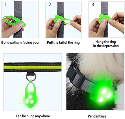 LaRoo Luz LED intermitente de seguridad para perros, gatos, colgante con 3 modos de parpadeo, luz de seguridad para paseos con el perro, deportes al aire libre (verde)