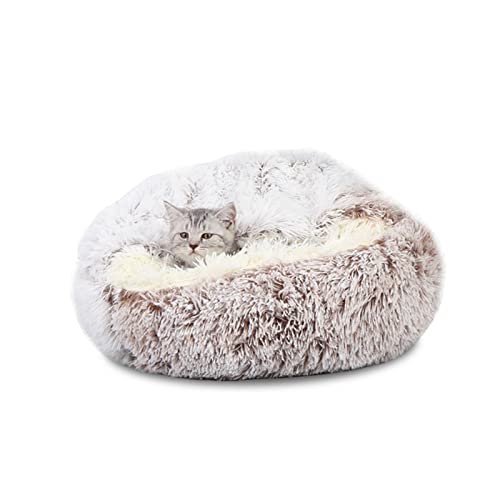 Laytoo Manta para gatos, alfombrilla para perros, cojín para dormir en forma de donuts, cojín redondo de peluche para dormir caliente, antideslizante, lavable a máquina