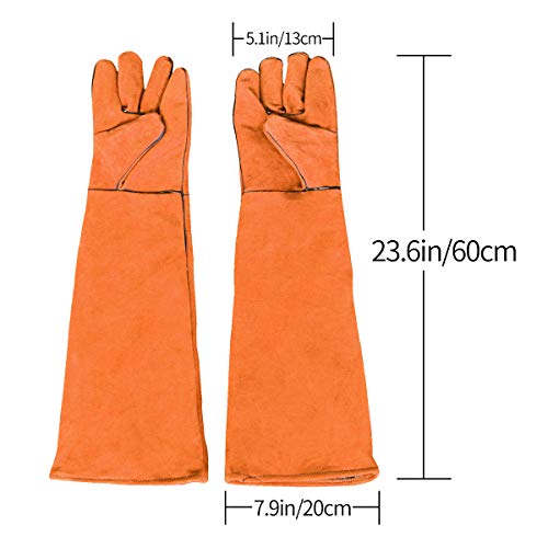 LEcylankEr Guantes Multiusos para Mascotas para Morder,Guantes de Jardinería de Manga Larga,Guantes de a Prueba de Pinchazos para Perro/Pato/Pájaro/Serpiente/Cactus/Rosa (Naranja)