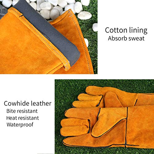 LEcylankEr Guantes Multiusos para Mascotas para Morder,Guantes de Jardinería de Manga Larga,Guantes de a Prueba de Pinchazos para Perro/Pato/Pájaro/Serpiente/Cactus/Rosa (Naranja)