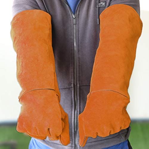 LEcylankEr Guantes Multiusos para Mascotas para Morder,Guantes de Jardinería de Manga Larga,Guantes de a Prueba de Pinchazos para Perro/Pato/Pájaro/Serpiente/Cactus/Rosa (Naranja)