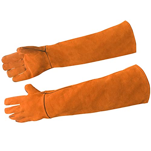 LEcylankEr Guantes Multiusos para Mascotas para Morder,Guantes de Jardinería de Manga Larga,Guantes de a Prueba de Pinchazos para Perro/Pato/Pájaro/Serpiente/Cactus/Rosa (Naranja)