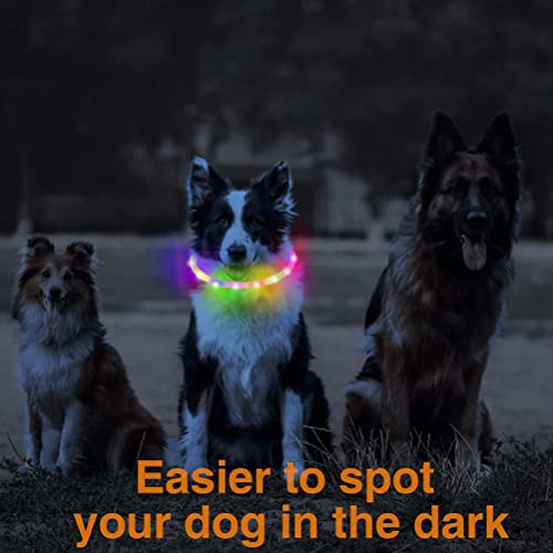 LED Collar de Perro de Mascota,Collar Luminoso Perro Recargable, Collar Luz Perros Impermeable, Collar LED Perro para Perros Pequeños Cachorro,Medianos y Grandes,Collar Reflectante Perro de Seguridad