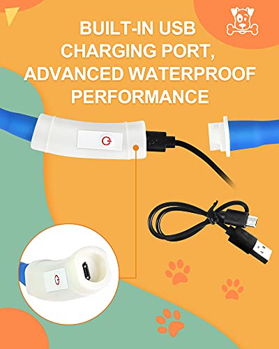 LED Collar Perro Collar de Seguridad, Collar de Perro de Mascota, Collar Luminoso Perro de Mascota, USB Recargable Collar de Seguridad para Mascotas Impermeable hasta (Azul)