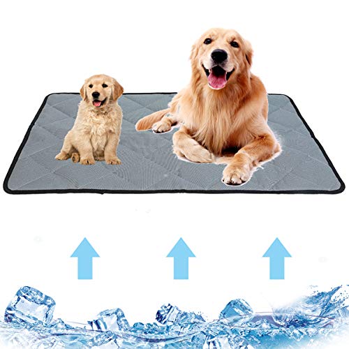 Ledeak Alfombra de Refrigeración para Perro Gato, Cama Lavable Autoenfriamiento Alfombra Refrescante Colchoneta Manta de Dormir Fresco Colchon Impermeable para Verano Mascotas Animales Gris