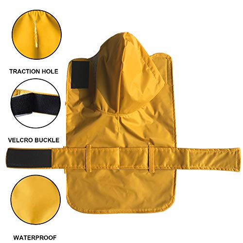 LeerKing Chubasquero para Perros Chaqueta para Lluvia Impermeable Mascota Perro con Capucha Resistente al Agua Abrigo de Invierno para Perros Pequeños y Medianos, Amarillo XXS