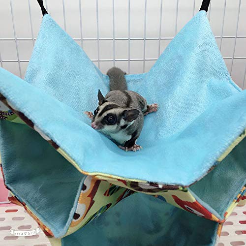 LeerKing Hamaca para roedores Cama Colgante Hámster Dormir Cómodo Nido con 3 Capas Laberinto geométrico para Animales pequeños Rata Sugar Glider Ardilla, Patrón de búho, 35 * 35 cm