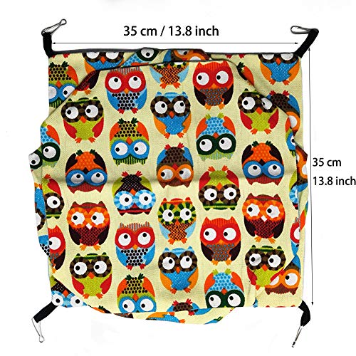 LeerKing Hamaca para roedores Cama Colgante Hámster Dormir Cómodo Nido con 3 Capas Laberinto geométrico para Animales pequeños Rata Sugar Glider Ardilla, Patrón de búho, 35 * 35 cm