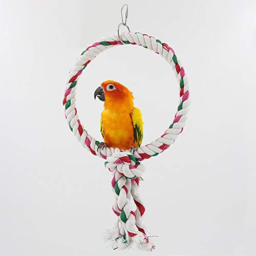 LeerKing Juguete del Pájaro Columpio Loro Percha de Cuerda de Algodón para Loros Juguetes para Masticar Guacamayo Periquito Cotorra, 1 Anillo