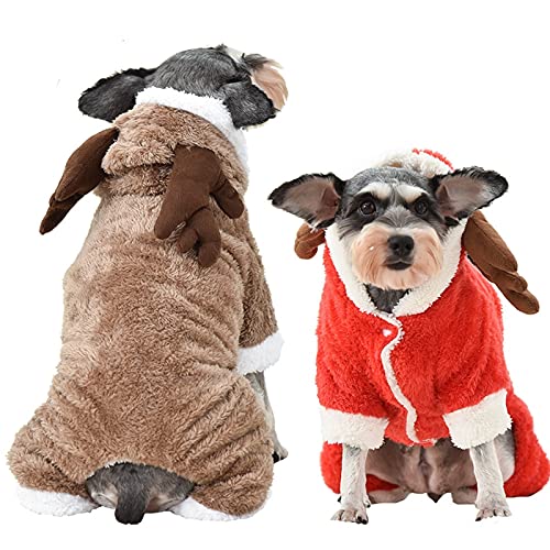 Legendog Disfraz De Navidad para Mascotas, Disfraz De Perro De Felpa, Sudadera con Capucha, Ropa De Vestir para Cachorros, Ropa De Vacaciones para Cachorros, Mono para Cachorros, Trajes De Vacaciones