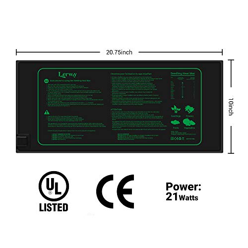 LERWAY Manta Termica Plantas de Invernadero, Manta Calefactora de Germinación Semilla Almohadilla Calentadora Impermeable de Plantas y Reptiles para Jardín Hidropónico Cultivo (21W)