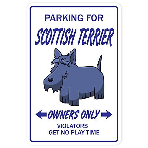 Letrero de metal de Inga Scottish Terrier Novedad Perro Pet Parking Vet Criador Criador Perrera Novio Divertido Cartel de lata 20 x 30 cm