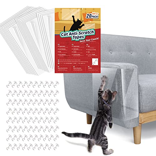 Lewondr Protector de Muebles Arañazo Gatos, 20 Piezas Fundas de Sofá Autoadhesiva Transparente con 80 Tornillos, Películas Adhesivas Protección Rascador, para Puerta, Sofá, Pared de Madera