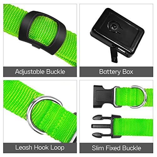 Liebsen Collar Luminoso Perro de Mascota, Collar Recargable 3 Modos y Collares LED Ajustable para Perros Diferentes Luminoso en la Noche-S(Verde)