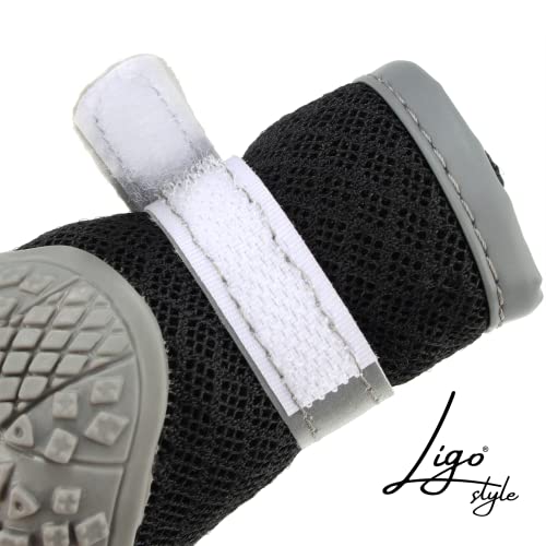 Ligo Calzado antideslizante transpirable para perros pequeños y medianos Tejido de malla para patas secas. Calcetines de algodón antideslizantes de cortesía. (Talla 1, Negro)