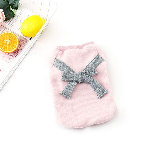 Linda mascota cachorro gato cálido jersey suéter arco prendas de punto abrigo ropa ropa, suéter de manga de invierno Franela perro pequeño Chihuahua Yorkshire con capucha ropa chaqueta del perro