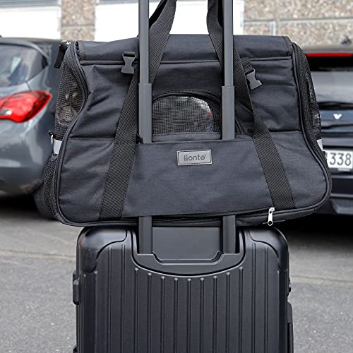 lionto Bolsa transportín Plegable para Perros transportín para Perros Bolsa para Perros Negro