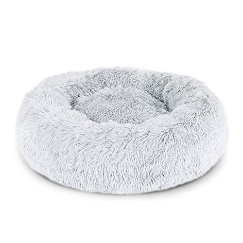 lionto Cama perros redonda cojín gatos sofá para perros donut (3XL) Ø 100 cm Gris claro