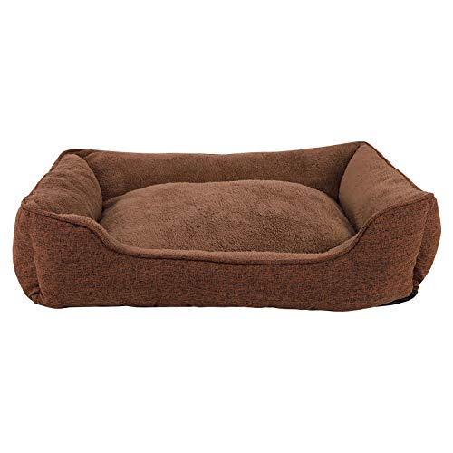 lionto Cama perros tejida mezclado cojín perros funda extraíble (M) 90x75 cm Marrón