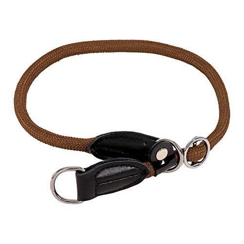 lionto Collar de perros collar retriever collar de adiestramiento 60 cm Ø 1 cm Marrón