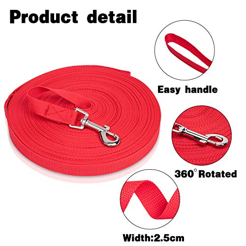 LITSPOT Correas Básicas para Perros,15M Rojo Correa de Perro Obediente Cuerda Nylon Largo Mascota Perro Formación Correa de Entrenamiento Llevar