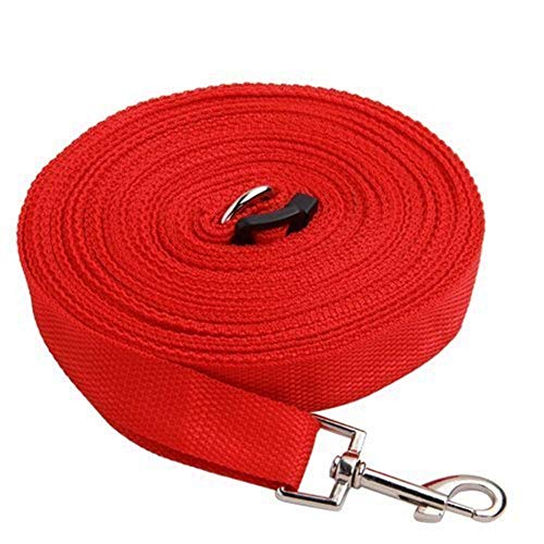 LITSPOT Correas Básicas para Perros,15M Rojo Correa de Perro Obediente Cuerda Nylon Largo Mascota Perro Formación Correa de Entrenamiento Llevar