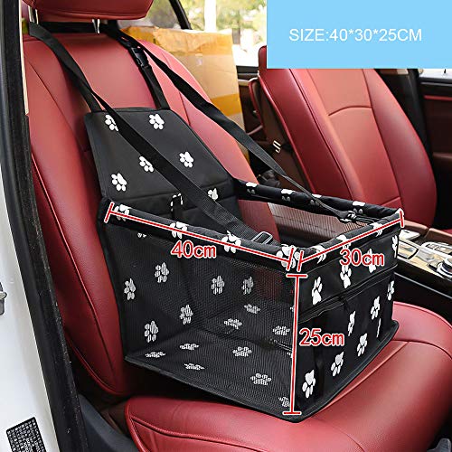 Litthing Asiento del Coche para Mascotas Asiento de Transporte para Perro Gato Plegable Viaje Bolsas Portable Mascotas Cubierta Asiento Vehículo Perro para Viaje (Negro)