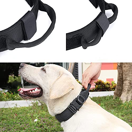 LIVETTY Collar de perro ajustable con mango control robusto, collar táctico para perros hebilla metal resistente medianos y grandes, ancho 3,8 cm, entrenamiento K9, nailon, L