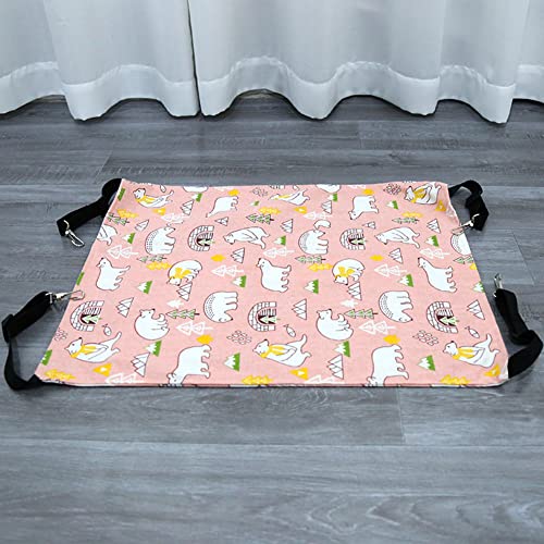 LIZHOUMIL Jaula para Gatos de Lona de Varios Estilos, Hamaca Suave y cómoda de Felpa, Cama Colgante de Terciopelo, Longitud Ajustable, Columpio S 38x35 Dentro de 2,5 kg Oso de Pino Rosa de Verano