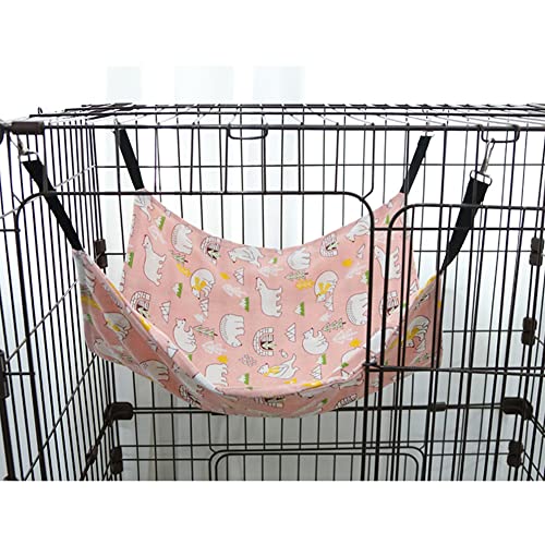 LIZHOUMIL Jaula para Gatos de Lona de Varios Estilos, Hamaca Suave y cómoda de Felpa, Cama Colgante de Terciopelo, Longitud Ajustable, Columpio S 38x35 Dentro de 2,5 kg Oso de Pino Rosa de Verano