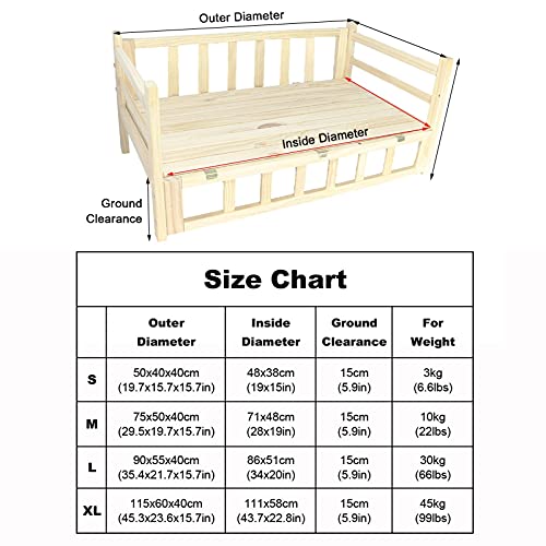 LLA Camas para Perros Marco De Cama Elevado para Perros, Cunas para Perros Grandes/Medianos con Colchón Lavable, Sofá De Salón A Prueba De Humedad, Interior Y Exterior