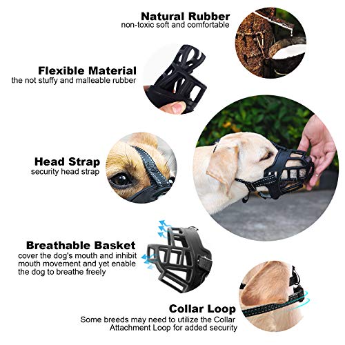 LMLMD Bozal de para Perros, Perro Bozal, Bozal de Silicona Suave para Perros, Bucle de Nailon Ajustable, Bozal de Entrenamiento para Evitar Ladridos, Morder y Masticar.