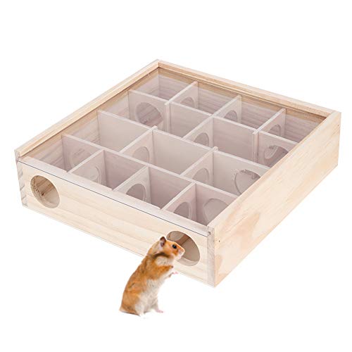 Longzhuo Juguete de hámster Birdlantern, Ratón de Laberinto de hámster Ratones Juguete Interactivo Inteligente para Mascotas de Madera Natural con Vidrio acrílico