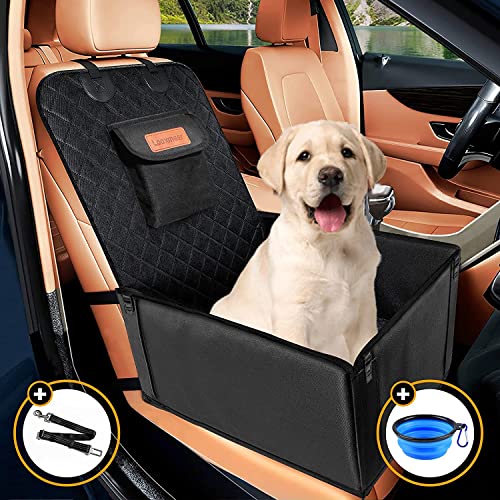 Looxmeer Asiento Coche Perro Pequeño Mediano Impermeable Homologado, Funda Asiento Delantero para Mascotas, Cubre de Perro Lavable Plegable para Viajes, 58x50x38cm, Negro