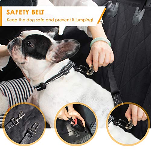 Looxmeer Funda Asiento Coche Perros, Cubierta Asiento Coche Mascota, Alfombra Asiento Coche Perro con Cinturón de Seguridad, Protector Maletero Coche Perros Impermeable, Negro