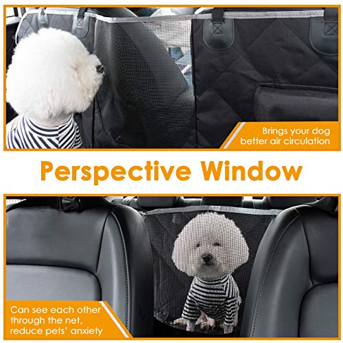 Looxmeer Funda Asiento Coche Perros, Cubierta Asiento Coche Mascota, Alfombra Asiento Coche Perro con Cinturón de Seguridad, Protector Maletero Coche Perros Impermeable, Gris