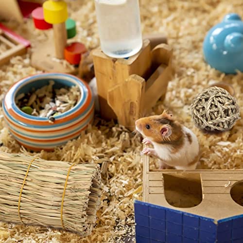 LOPOTIN 2pcs Bolas de Conejo 2pcs Cama Masticable Juguetes Conejos Pelota Mascota Pequeño Animal Actividad Juguete Esteras Natural para Chinchillas Hámster Parrot Guinea Pig Loros cobayas y Hurón