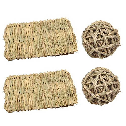 LOPOTIN 2pcs Bolas de Conejo 2pcs Cama Masticable Juguetes Conejos Pelota Mascota Pequeño Animal Actividad Juguete Esteras Natural para Chinchillas Hámster Parrot Guinea Pig Loros cobayas y Hurón