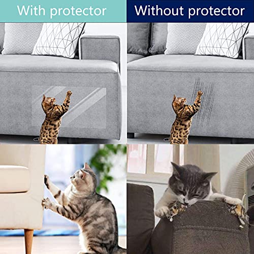 Lostwry Protector de Muebles Gatos, 8pcs Transparente Autoadhesivas contra Arañazos Gato Protector Protector Arañazos Sofá con 20 Tornillos Anti-arañazos Protectores para Sofá Alfombra Puertas