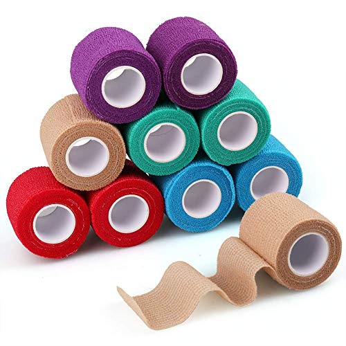 LotFancy 10 Rollos Venda Autoadhesiva 5cm x 4.5m Cohesivas Cinta Vendaje Banda Adhesiva Deportiva De Caza Rollos Cling Auto Camuflaje Mejor para Perro, Gato, Animales, Mascotas y Más