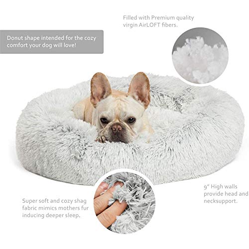 lovecabin Cama De Perro Grande Invierno - Colchon Perro Cómoda De Felpa Muy Suave - Cesta para Perro Desmontable Y Lavable A Máquina -Cama Antiestres PerroGray-60cm