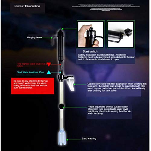 LOVIVER Acuario Eléctrico Automático Tanque De Peces Aspirador Grava Limpiador Extractor De Lodos Filtro De Agua