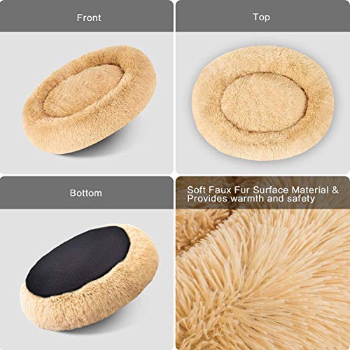 LRuilo Camas extra gigantes de felpa para perros, cama redonda y cálida, para perros, lavable, cómoda cama para perros grandes y medianos (L-80 cm, beige)