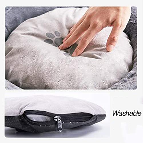 L.TSA Cama para Mascotas Camas para Perros Sofá Almohada Redonda Lavable para Perros Cojín 4 Estaciones Suministros para Mascotas para Perros pequeños y medianos universales (Color: Gris, Tamaño: