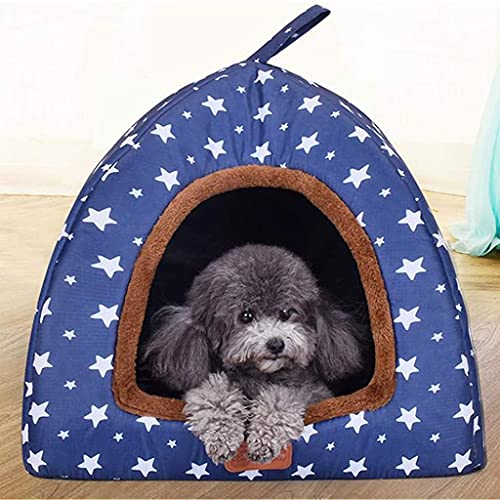 L.TSA Cama para Mascotas Caseta para Perros Invierno Mantener abrigado Lavable 4 Estaciones Caseta para Perros Caseta para Perros de Interior Estrellas Azules 4 Tamaño Opcional (Tamaño: XXL)