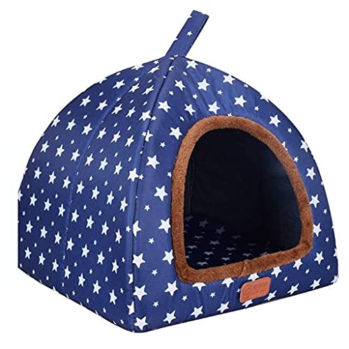 L.TSA Cama para Mascotas Caseta para Perros Invierno Mantener abrigado Lavable 4 Estaciones Caseta para Perros Caseta para Perros de Interior Estrellas Azules 4 Tamaño Opcional (Tamaño: XXL)