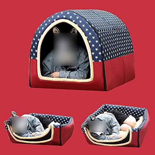 L.TSA Cama para Mascotas de algodón Nido para Perros Plegable 2 en 1 Cama Plegable para Gatos para Perros pequeños medianos Perreras de Viaje a Rayas Productos de Viaje para Mascotas (tamaño: XXXL