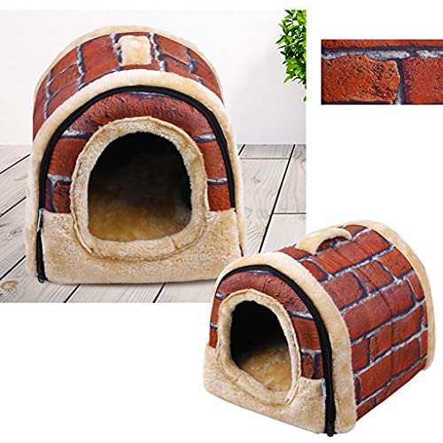 L.TSA Cama para Mascotas de Lujo Casa para Mascotas 2 en 1 y sofá Camas Antideslizantes para Perros y Gatos Igloo Funda extraíble y Lavable Manta para Mascotas (Color: Rojo, Tamaño: XL)