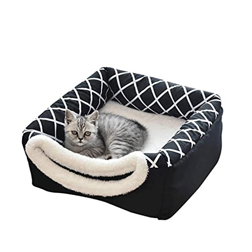 L.TSA Cama para Mascotas Gato de Felpa Cama para Perros Nido Casa de Animales extraíble para Gato Fondo Antideslizante semicerrado Impermeable (Tamaño: XL)