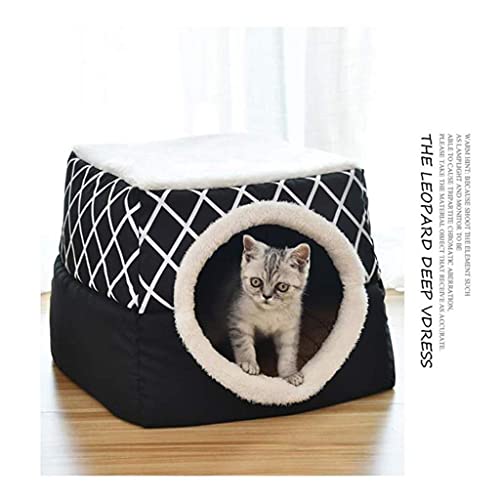 L.TSA Cama para Mascotas Gato de Felpa Cama para Perros Nido Casa de Animales extraíble para Gato Fondo Antideslizante semicerrado Impermeable (Tamaño: XL)